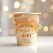Retro floral one groovy baby papieren bekers