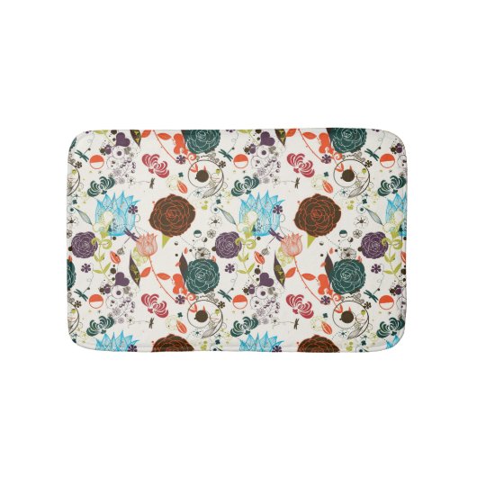 Retro Floral Patroon 2 Badmat (Voorkant)