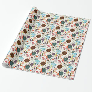 Retro Floral Patroon 2 Cadeaupapier