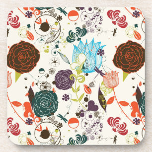 Retro Floral Patroon 2 Drankjes Onderzetter