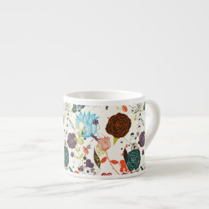 Retro Floral Patroon 2 Espresso Kop