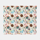Retro Floral Patroon 2 Fleece Deken (Voorkant (Horizontaal))