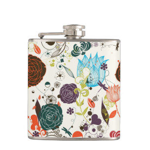 Retro Floral Patroon 2 Heupfles