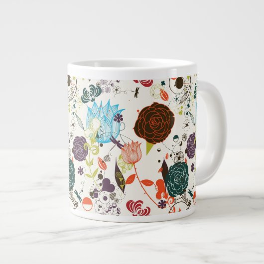 Retro Floral Patroon 2 Jumbo Beker (Voorkant rechts)
