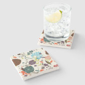 Retro Floral Patroon 2 Stenen Onderzetter (Zijkant)