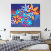Retro Floral Pattern | Abstract schilderen Canvas Afdruk (Insitu (Slaapkamer))
