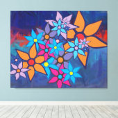 Retro Floral Pattern | Abstract schilderen Canvas Afdruk (Insitu (Houten vloer))