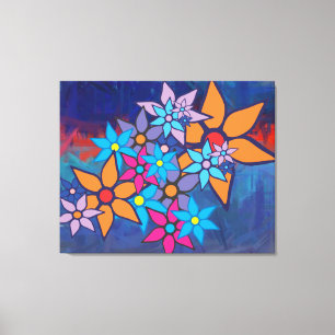 Retro Floral Pattern Abstract schilderen Canvas Afdruk