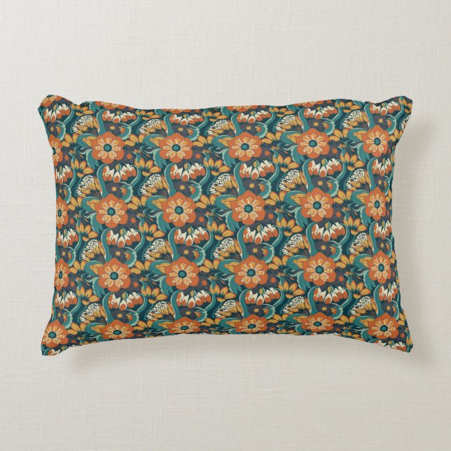 Retro Floral Pattern Accent Kussen (Voorkant)