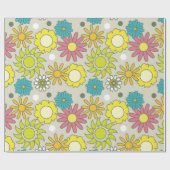 Retro Floral Pattern Cadeaupapier (Vlak)