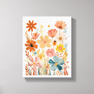 Retro Floral Pattern Canvas Afdruk