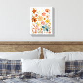 Retro Floral Pattern Canvas Afdruk (Insitu (Slaapkamer))