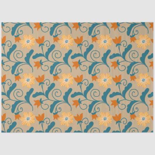 Retro Floral Pattern-document Tissuepapier (Voorkant)