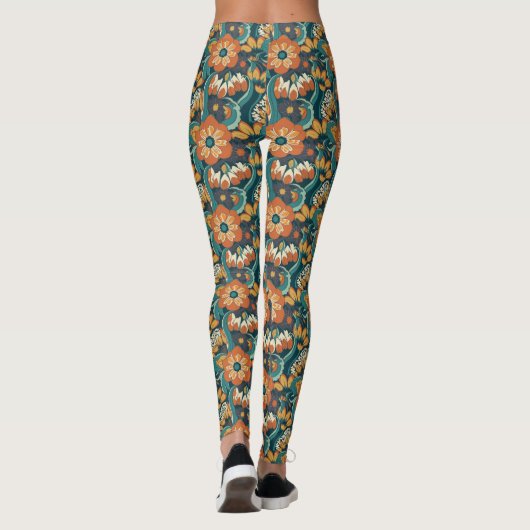 Retro Floral Pattern Leggings (Achterkant)