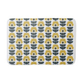 Retro Floral Pattern Navy and Mustard Yellow Badmat (Voorkant)
