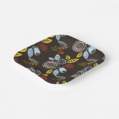 Retro Floral Pattern Papieren Bordje (Gebogen)
