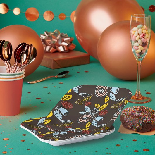 Retro Floral Pattern Papieren Bordje