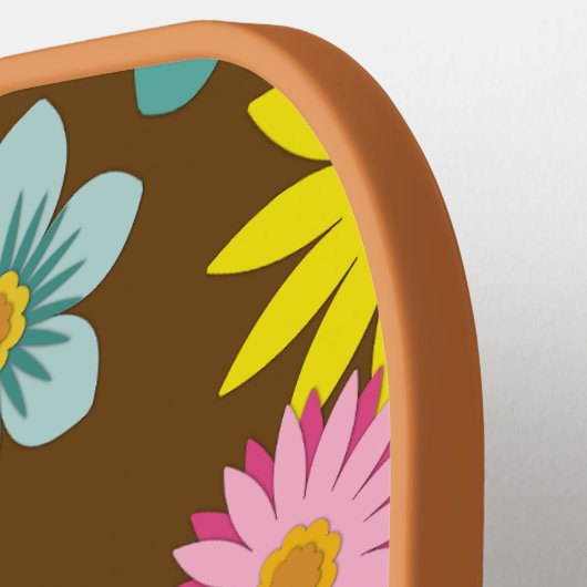 Retro Floral Pattern Pickleball Paddle (Links Detail)