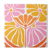 Retro Floral Pattern Tegel Tegeltje (Voorkant)