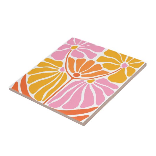 Retro Floral Pattern Tegel Tegeltje (Zijkant)