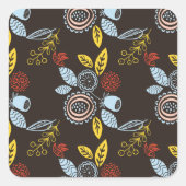 Retro Floral Pattern Vierkante Sticker (Voorkant)