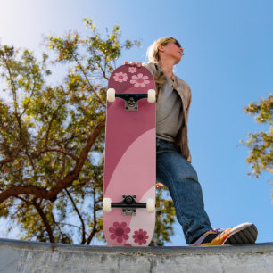 Retro Floral Pink Skateboard