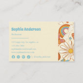 Retro Floral Rainbow – Boho 70s Style Visitekaartje (Achterkant)
