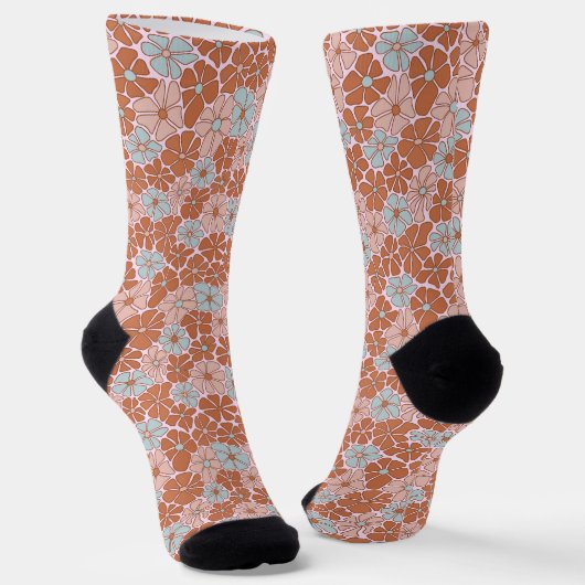 Retro Floral Seamless Pattern Sokken (Gebogen)