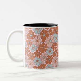 Retro Floral Seamless Pattern Tweekleurige Koffiemok