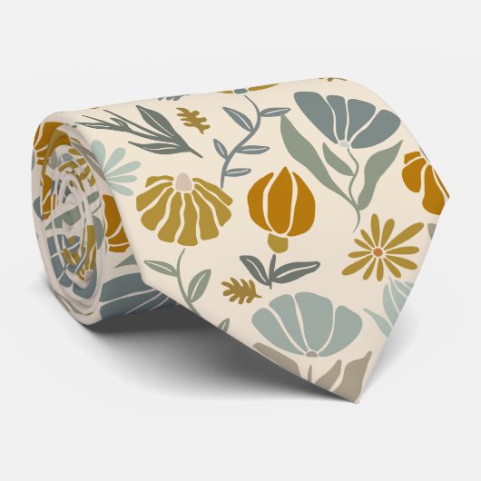 Retro Floral Spring Garden Stropdas (Opgerold)