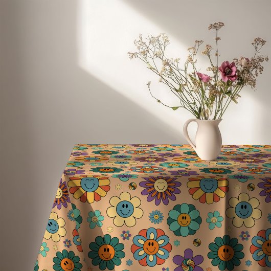 Retro Floral Tablecloth 60s Pastel Style Accent Tafelkleed