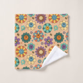 Retro Floral Towel 60s Boho Bath Style Accent (Gant de toilette)