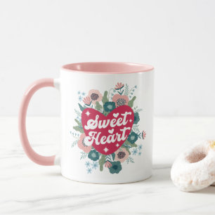 Retro Floral Valentijnsdag Koffie Mok