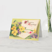 Retro Floral Victoriaans Valentijnsdag Kaart (Voorkant)
