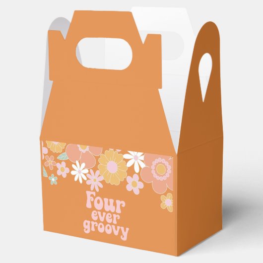 Retro Floral vier ooit groovy 4e verjaardag Bedankdoosjes (Geopend)
