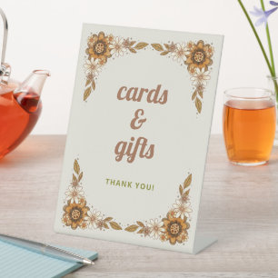 Retro Floral   Vrijgezellenfeest Kaarten en gesche Reclamebord Met Voetstuk