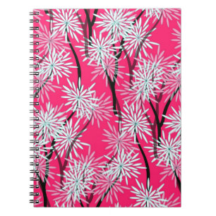 retro floral wallpaper azione in red white bl notitieboek