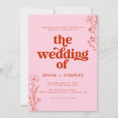 Retro Floral Wedding Uitnodiging (Voorkant)
