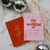 Retro Floral Wedding Uitnodiging