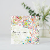 Retro Floral Wedding Uitnodiging (Staand voorkant)