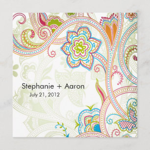 Retro Floral Wedding Uitnodiging