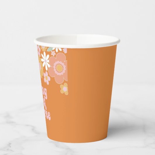 Retro Floral Young Wild Driedaagse Cups Papieren Bekers (Links)
