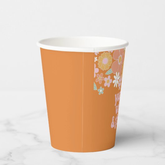 Retro Floral Young Wild Driedaagse Cups Papieren Bekers (Rechts)