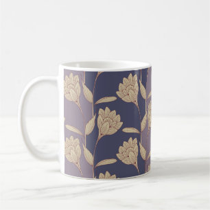 retro florale crocus wallpaper tegels in blue muis koffiemok