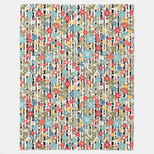 Retro, florale retro fleece deken