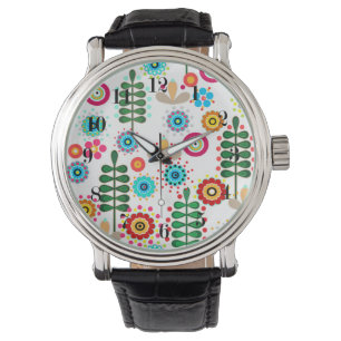 Retro, florale retro horloge