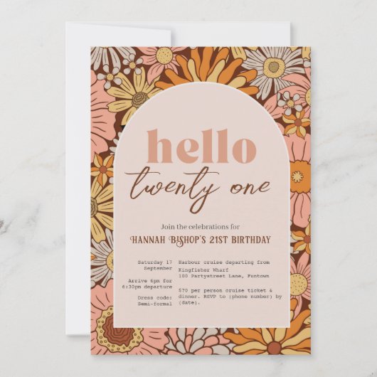 Retro Florals ANY AGE Invitation (Devant)