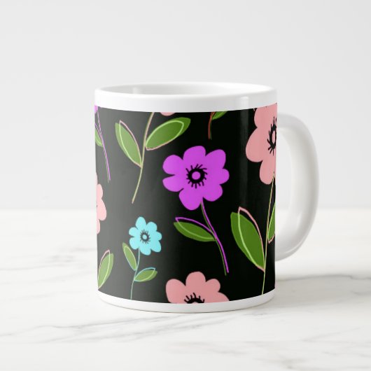 Retro Florals Jumbo Beker (Voorkant rechts)