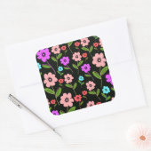 Retro Florals Vierkante Sticker (Envelop)