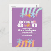 Retro Florals Way Deux Super Carte postale Anniver (Devant / Derrière)